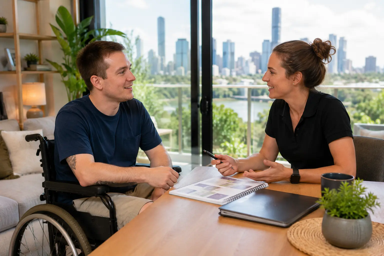 Brisbane NDIS participant speaking with support worker about how to change ndis provider