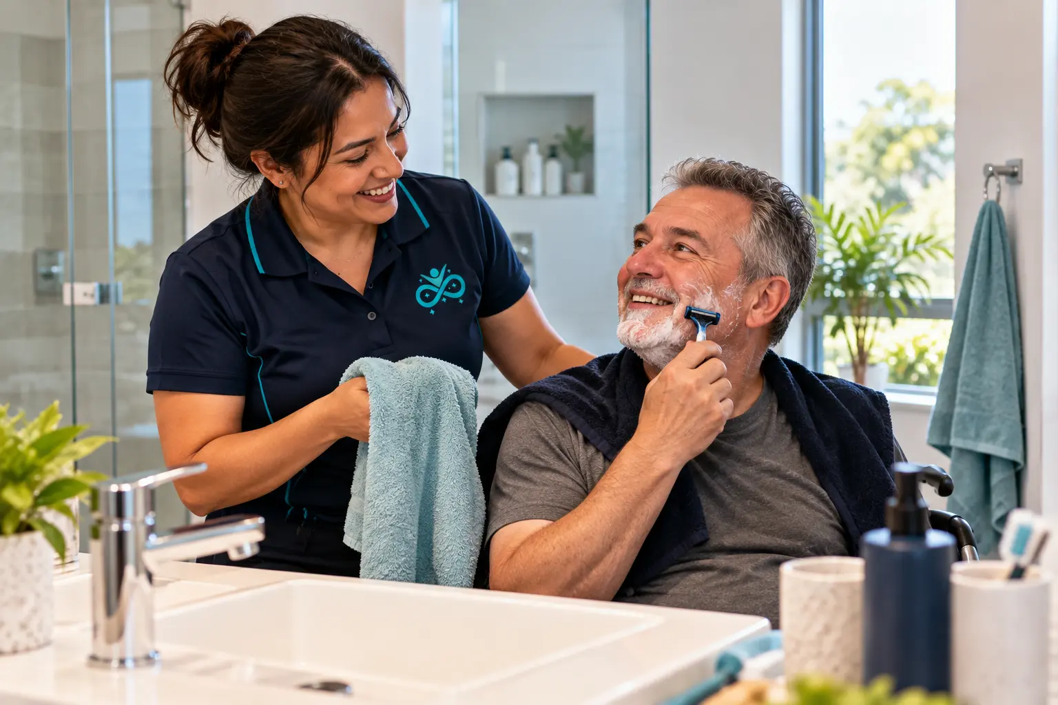 NDIS personal care Brisbane participant receiving respectful support with an everyday home routine