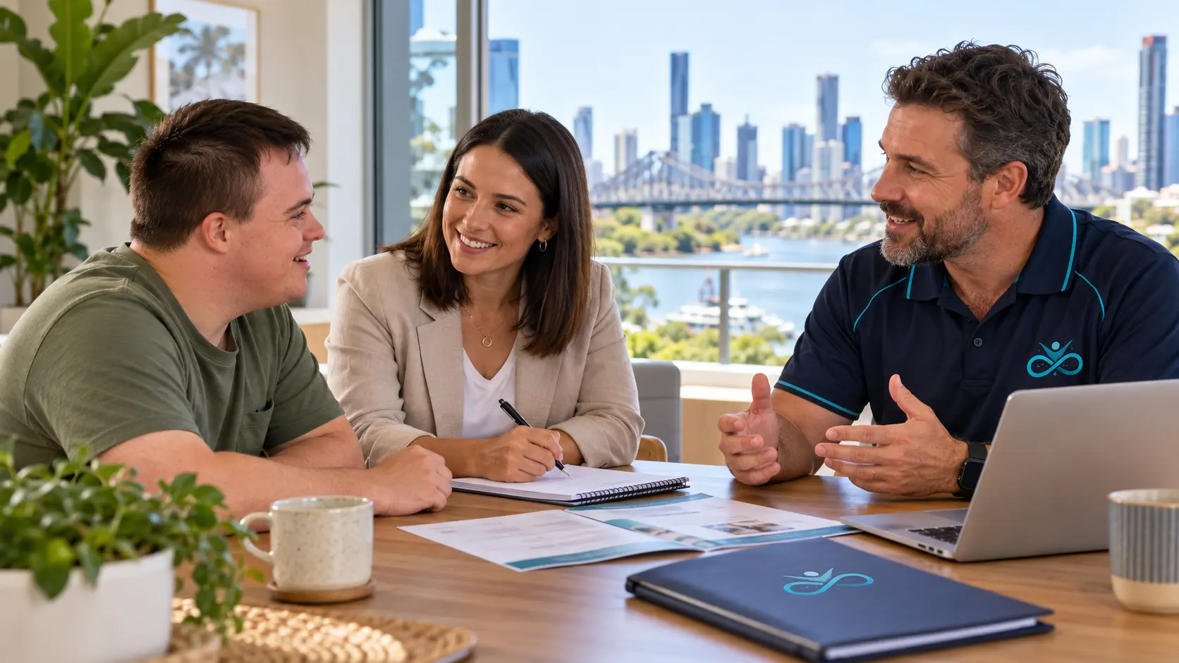 NDIS referral Brisbane discussion between a participant, support coordinator and disability support provider