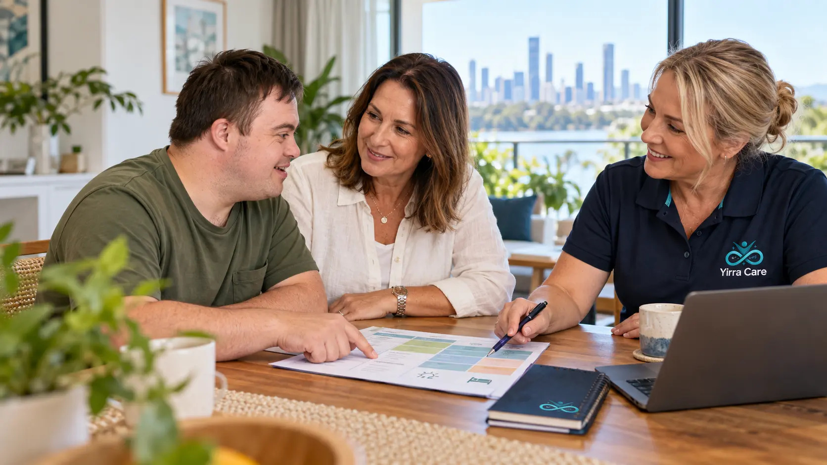 NDIS home care provider Brisbane discussion about routines, preferred support times and in-home assistance